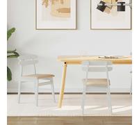 vidaXL: Juego de 2 sillas de comedor, madera maciza de caucho, color blanco y marrón