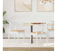 vidaXL: Juego de 2 sillas de comedor, madera maciza de caucho, color blanco y natural