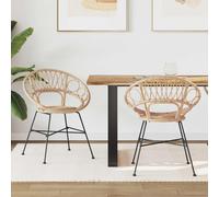 Silla De Comedor 2 Pcs Ratan E Hierro Natural 54 X 65 X 82 Cm Vidaxl