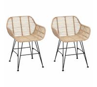 Silla De Comedor 2 Pcs Ratan E Hierro Natural 55 X 50 X 74 Cm Vidaxl