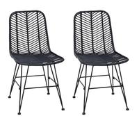 vidaXL Silla de Comedor 2 uds. Ratan e Hierro Negro