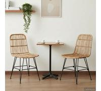 vidaXL Juego de 2 sillas de comedor, ratán y acero, color natural, 41 x 55 x 85 cm