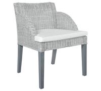 vidaXL Silla de comedor con cojín ratán natural gris