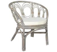vidaXL Silla de comedor con cojín ratán natural gris y lino