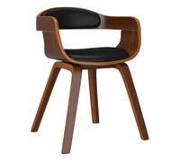 Vidaxl silla de comedor de cuero sintético y madera curvada negro