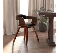 Vidaxl silla de comedor de cuero sintético y madera curvada negro