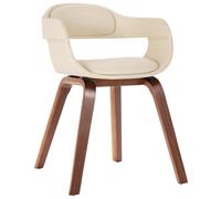 Vidaxl silla de comedor de madera curvada y cuero artificial blanco