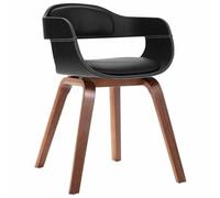 vidaXL Silla de comedor de madera curvada y cuero sintético
