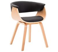 vidaXL Silla de comedor de madera curvada y cuero sintético negro