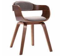 vidaXL Silla de comedor de madera curvada y tela gris taupé