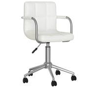 vidaXL Silla de comedor giratoria – Asiento de cuero sintético blanco