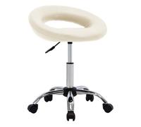 vidaXL Silla de comedor giratoria de cuero sintética crema