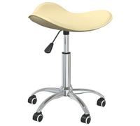 vidaXL Silla de comedor giratoria de cuero sintético crema