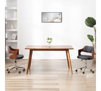 vidaXL Silla de comedor giratoria madera curvada cuero sintético negro