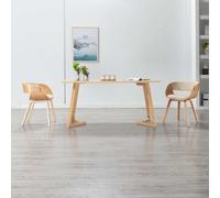 Silla de comedor vidaXL, color crema, con estructura de haya y tapizada en cuero sintético