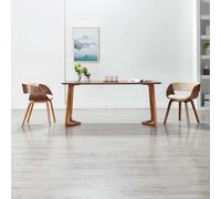 vidaXL Silla de comedor madera curvada y cuero sintético crema