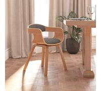 vidaXL Silla de comedor madera curvada y tela gris claro