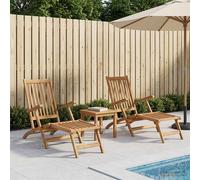 vidaXL Silla de Deck Plegable 2 pcs Natural Madera de teca maciza