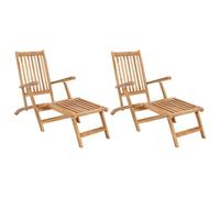 vidaXL Silla de Deck Plegable 2 pcs Natural Madera de Teca Maciza