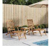 vidaXL Silla de Deck Plegable 2 pcs Natural Madera de Teca Maciza