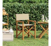 vidaXL Silla de director Marrón y Beige Madera de teca maciza