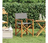 vidaXL Silla de director Marrón y Gris Claro Madera de teca maciza