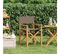 vidaXL Silla de director Marrón y Topo Madera de teca maciza