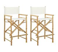 vidaXL Silla de Director Plegable 2 pcs Natural Bambú, Un Taburete Moderno, Plegable para Uso en casa o al Aire Libre, Hecho de bambú, práctico y Muy versátil