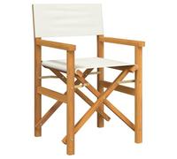 vidaXL Silla de Director Plegable Madera Maciza de Teca Crema, Silla Plegable, sillón de Director, Silla de Director de Madera de Teca