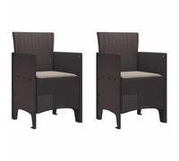 vidaXL Silla de Jardín 2 pcs Marrón 53 x 49 x 85 cm Polipropileno, Asientos para jardín y terraza, sillas rectangulares Modernas, Muebles de Patio duraderos, Opciones ergonómicas al Aire Libre