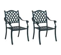 vidaXL Silla de Jardín 2 pcs Verde 56 x 55 x 92.5cm Aluminio, Muebles de jardín Vintage, Silla Rectangular para Exteriores, Decorativa, Resistente al Clima y clásica para Patio