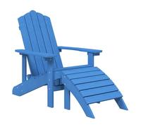 Vidaxl silla de jardín adirondack con reposapiés hdpe azul agua