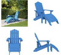 vidaXL Silla de jardín Adirondack con reposapiés, HDPE, color azul aguamarina - Silla de jardín - Sillas de jardín - Silla de exterior - Sillón de jardín