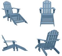 vidaXL Silla de jardín Adirondack con reposapiés, madera maciza de abeto, color azul - Silla de jardín - Sillas de jardín - Sillón de jardín - Silla de jardín con reposapiés
