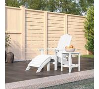 vidaXL Silla de jardín Adirondack con reposapiés y mesa HDPE blanco Blanco