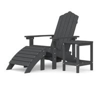 Silla De Jardín Adirondack Reposapiés Mesa Hdpe Gris Antracita Vidaxl