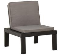 vidaXL Silla de jardín con cojín plástico gris