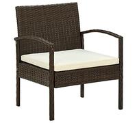 vidaXL Silla de jardín con cojín ratán sintético marrón