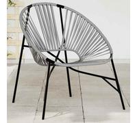 vidaXL Silla de jardín con forma de huevo ratán sintético negro y gris