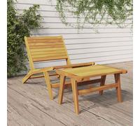 vidaXL Silla de jardín con reposapiés de madera maciza de teca