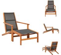 vidaXL: Silla de jardín con reposapiés, fabricada en madera de eucalipto maciza y textilene. Sillas de jardín