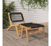 vidaXL Silla de jardín con reposapiés madera maciza teca y poliéster