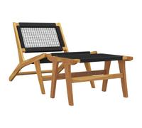 vidaXL Silla de jardín con reposapiés madera maciza teca y poliéster
