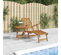 vidaXL Silla de jardín con reposapiés y mesita madera maciza de acacia