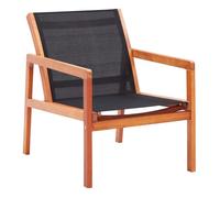Vidaxl silla de jardín madera maciza de eucalipto y textilene negro