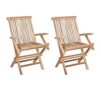 vidaXL Silla de jardín plegable 2 uds. Natural Madera de teca maciza