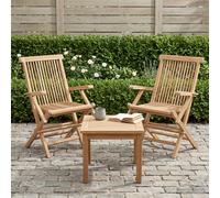 vidaXL Silla de jardín plegable 2 uds. Natural Madera de teca maciza