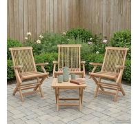 vidaXL Silla de jardín plegable 3 uds. Natural Madera de teca maciza