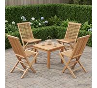 vidaXL Silla de jardín plegable 4 uds. Natural Madera de teca maciza