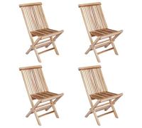 vidaXL Silla de jardín plegable 4 uds. Natural Madera de teca maciza